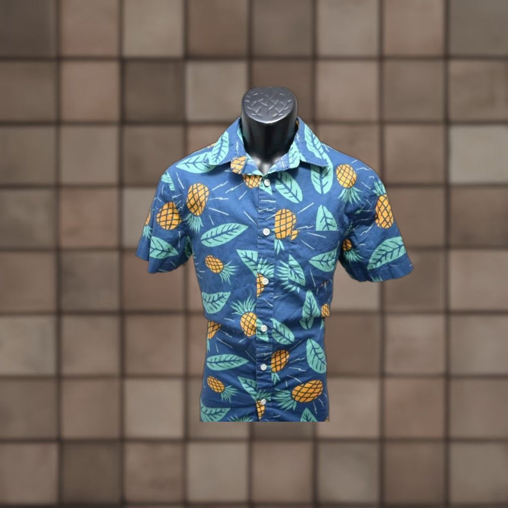 Vintage Urban Pipeline Pineapple Hawaiian Shirt Camp Hiking Button Up Mens Sz Small