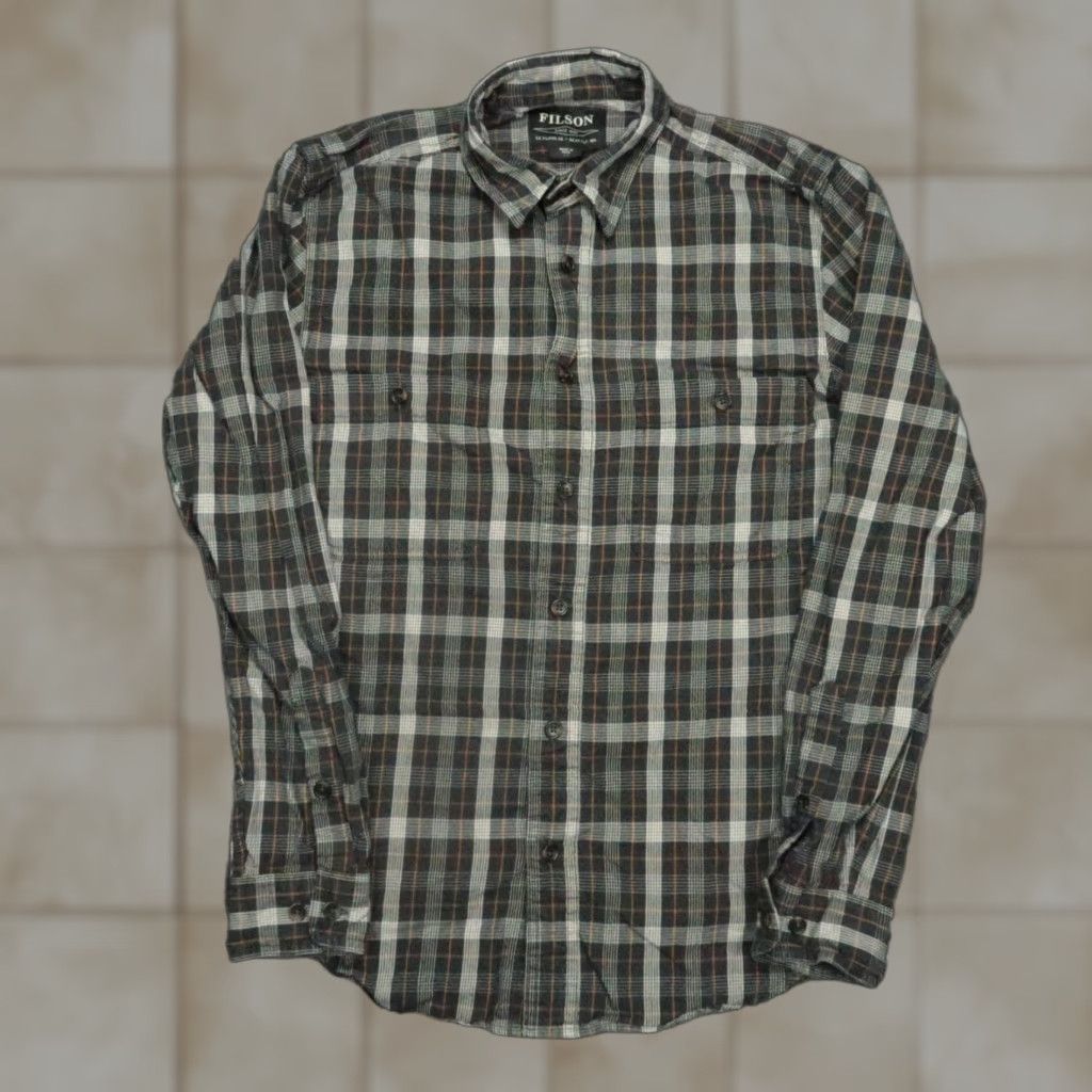 Filson Shirt Mens Xs Black Plaid Long Sleeve Button Up Casual Travel Workwear Pockets Lightwe
