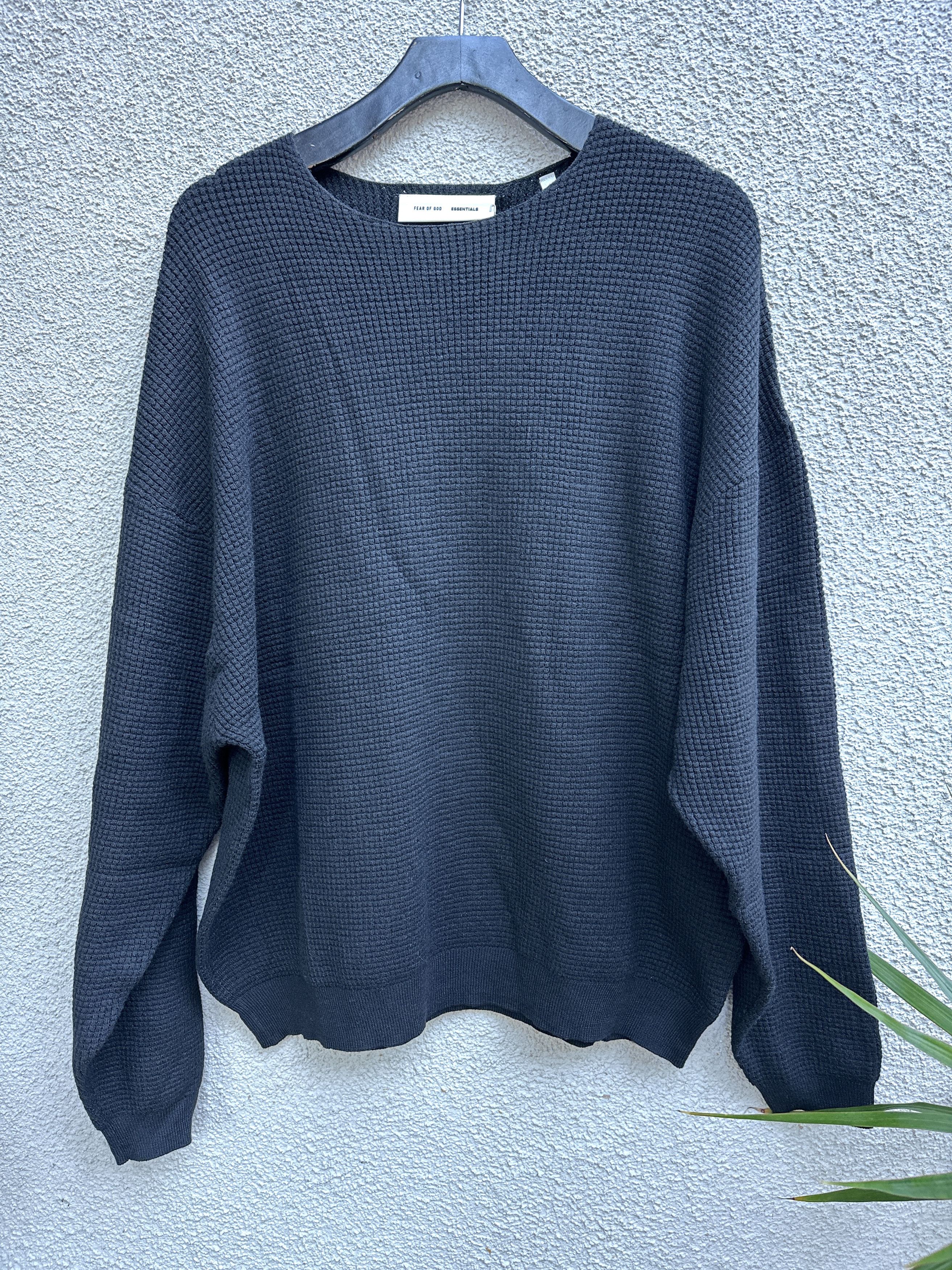 Essentials Waffle Crewneck 90s Sweater