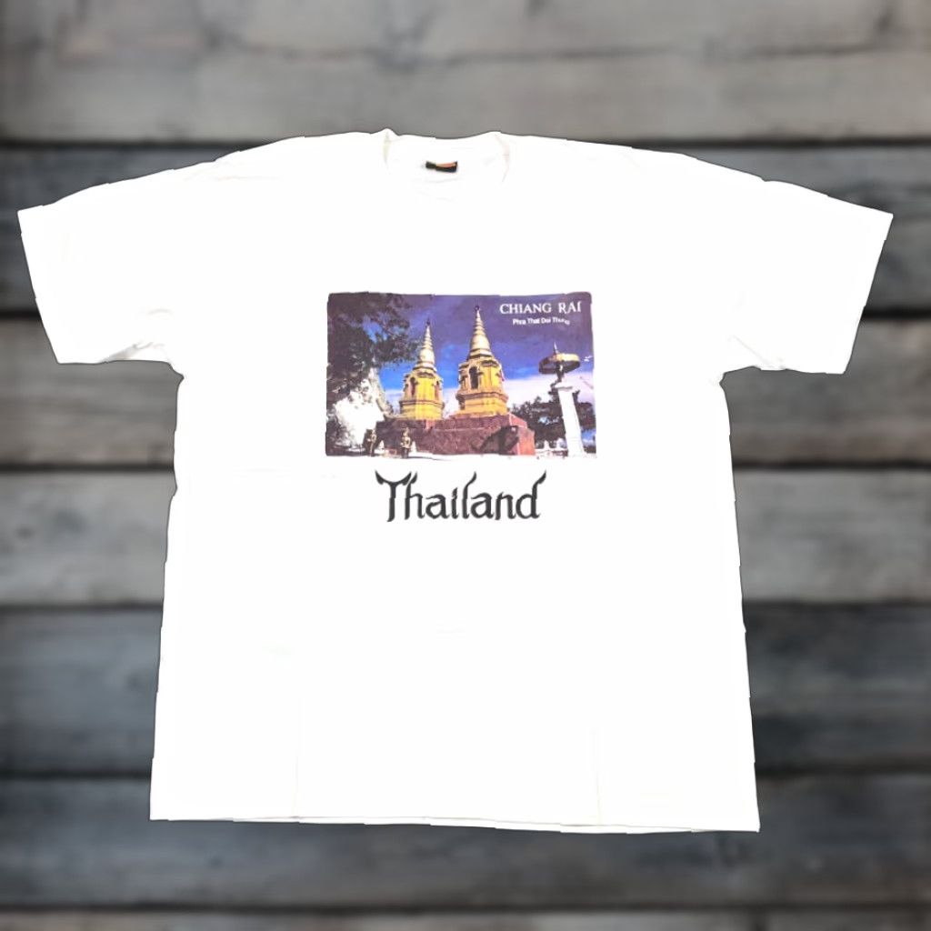 Vintage Pon Pon White Chiang Rai Thailand Photograph Print T Shirt Adult Large Travel Mens