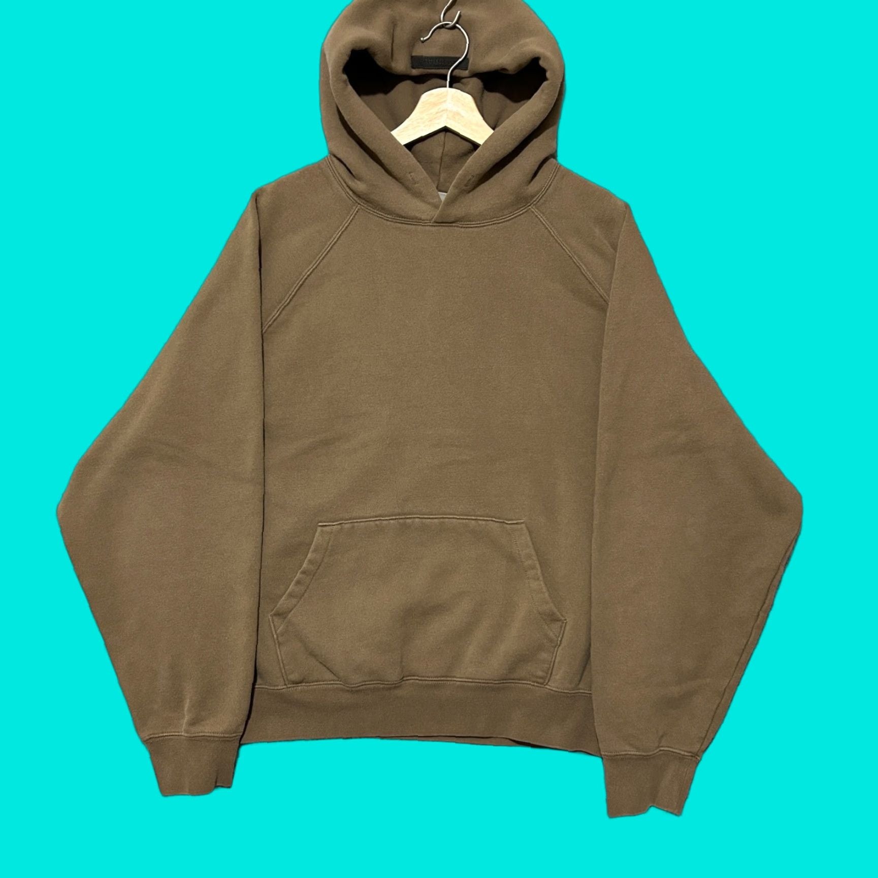 Essentials Hoodie Men M Brown Cotton Pullover Hooded Loose Fit Long Sleeve Winter Fall Me